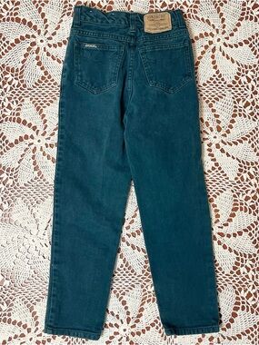 Vintage 1990s Jordache Kids 10 Years Turquoise Green Cotton Denim Jeans